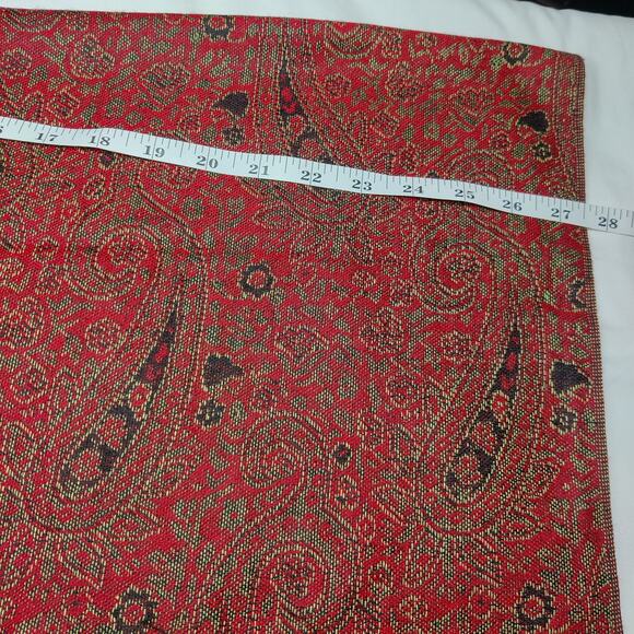 Pashmina Dark Red Paisley Silk Wool Blend Oversized Tasseled Blanket Scarf - Picture 4 of 5